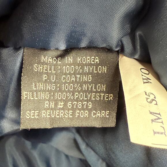 VINTAGE STARTER 90's Streetwear Oversized Hooded Puffer Teal & Navy Full Zip - Picture 11 of 15